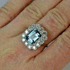 4Ct Emerald Cut Aquamarine &