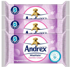 Andrex Washlets, Flushable Gentle Clean Toilet 3 x 40 Tissue Wipes - 120 Wipes