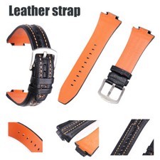 15x27mm For Seiko Sportura Leather Watch Strap Band Spring pin & Tools Black UK