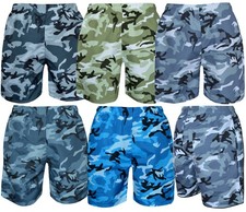 Camouflage Swim Shorts Beach Surf Camo Print Lightweight w/ Built-In Net Brief