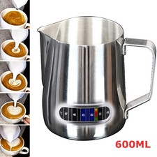 Coffee Milk Frothing Jug Frother Latte Container Metal Pitcher with Thermometer