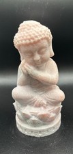Natural crystal Pink Opal  Buddha on Lotus flower Carving  healing chakra reiki 
