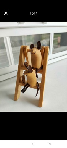 Hand made wood carved mice - wood,