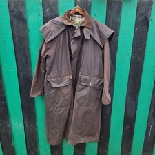 Stockmans Long Waxed Coat Wax Scats Country Style Brown Size L Made In England 