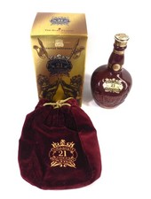 Chivas Bros Royal Salute Whisky 'The Ruby Flagon' Porcelain Bottle & Pouch/Box