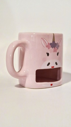 Pink unicorn mug with cookie - unicorn,