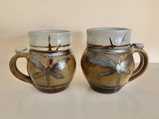 Ara Cardew ~ Studio Pottery ~ Wenford Bridge ~ Pair Dragonfly Mugs