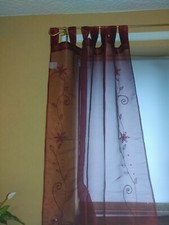 Red Sheer Flower Sequin Curtains 105 cm x 195 cm