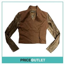 Damir Doma - Womens Brown Cropped Jacket with Leather Sleeves - Size 38 - BRAND