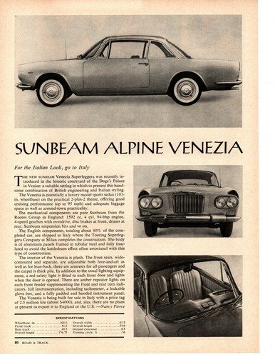 1964 sunbeam alpine venezia - 1964, ~