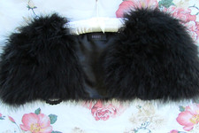 **COAST Black Soft FEATHER Fur Effect Jacket Shrug Bolero S/M 8/10/12  £60