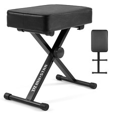   ♬Mustar Adjustable Piano Bench Portable Piano Stool Padded Keyboard Seat Black