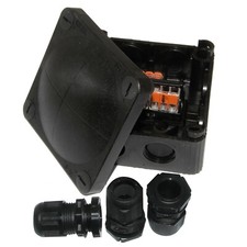 Wiska 308 Outdoor Junction Combi Box c/w 3 Wagos + 3 x Black 20mm Glands