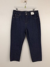 M&S Women's Trousers Size 14 Regular Indigo Denim Slim Cropped Jeans New F2