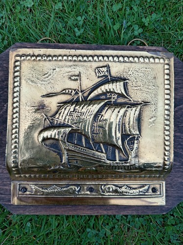 Vintage wood embossed brass - wood,