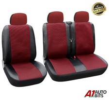 2+1  Pu Leather & Red Premium Fabric Seat Covers For Vw Transporter T4 T5 T6
