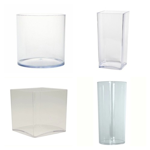 Plastic acrylic cube vase - acrylic,