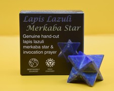 Hand Cut Lapis Lazuli Merkaba Star with Invocation Prayer - Reiki Charged