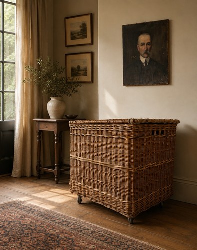 Vintage wicker basket mill - basket,