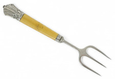 Antique Victorian 1890 Sterling Silver Tipped Bread Toasting Serving Fork Albany