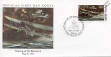 1941 Sinking of the Bismarck Royal Navy FAIREY SWORDFISH Aircraft WWII Stamp FDC