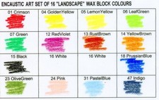 Encaustic Art Wax Blocks - 16 "Landscape" Colours  -  brand new in box