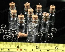 10pcs GLASS BOTTLE PENDANTS cork bottles TEARDROP/ROUND/TUBE empty large vials