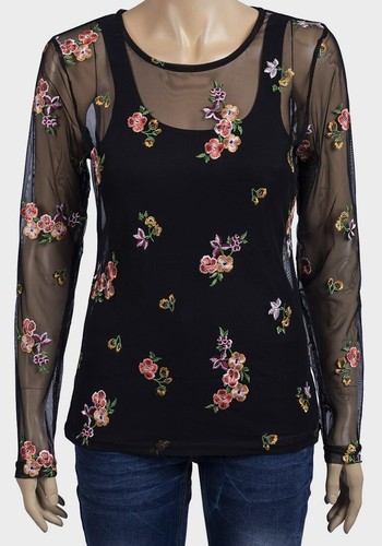 Ladies black sheer embroidered - ladies,