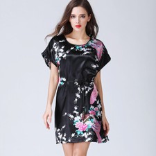 UK Women Ladies Dress Satin