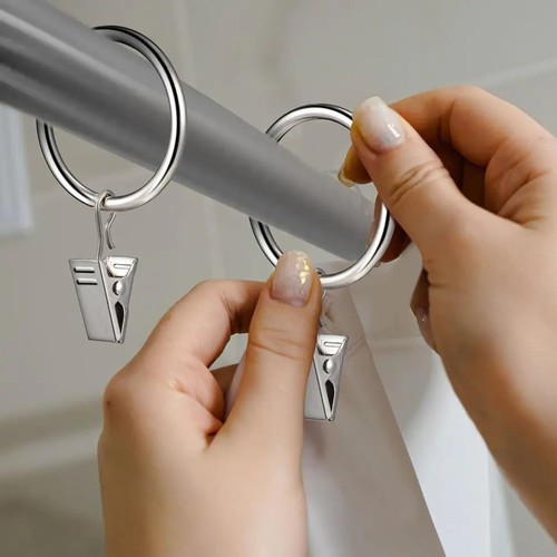 Silver chrome rings with clips - with,