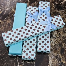 12x Long Blue Polka Dots Gift Boxes For Jewellery Bracelet Necklace Gift Sets