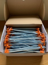 100 x Heavy Duty Hard Ground Rock Peg With Hi Viz Hook Top Camping Awning Tent 