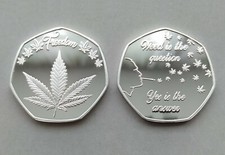 'Freedom' Cannabis/Weed Leaf / Hemp Design Silver Plated Commemorative Coin