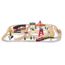 Railway Train Track Set  Rail Road Kids Wooden Toy Deluxe Melissa & Doug 10701
