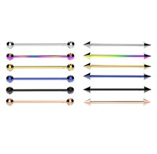 Industrial Scaffold Barbell Ear Piercing Bar Surgical Steel With BALLS or CONES