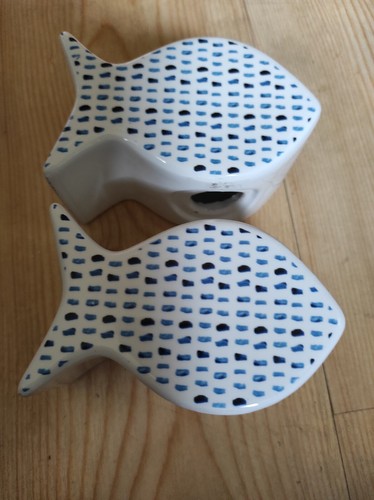 Fish shaped ceramic egg - ceramic,