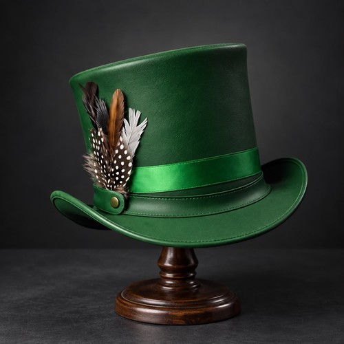 Green leather steampunk - green,