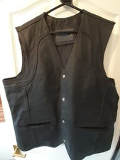 Turin Men's Leather Waistcoat Black Motorcycle Size 4XL