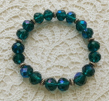 Stretch Elastic Bracelet Turquoise  Tibetan Silver Spacer Beaded women