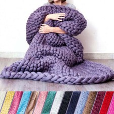 Winter Warm Hand Knitted Chunky Soft Blanket Thick Line Throw Over Bulky DIY NEW