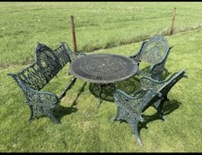 Coalbrookdale Style Cast Aluminium Garden Bench Set