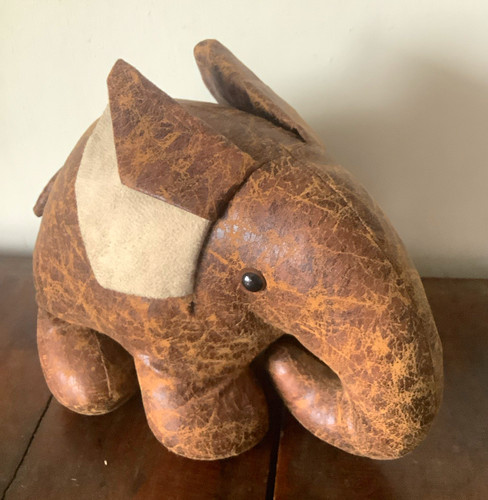 Leather elephant figurine - leather,
