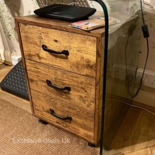 Industrial Filing Cabinet Vintage Office Storage Unit Rustic 4 Wheels 3 Drawers