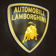 AUTOMOBILI LAMBORGHINI BADGE LED ILLUMINATED WALL LIGHT SIGN GARAGE GAS & OIL