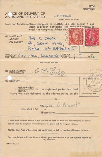 1952 cardiff avis de - 1952,