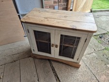 TV Media Unit Glass Doors 2 shelves Shabby Painted