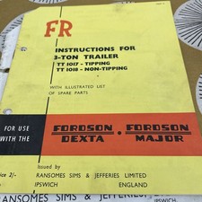 Vintage Fordson Dexta/ Major 3 ton trailer by Ransomes  instructions /parts