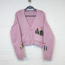 Zara pink embroidered cardigan - embroidered,