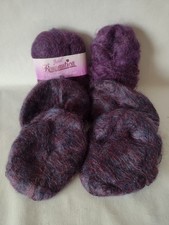 Bundle of Vintage Mohair Yarn Plum Purple Colour, 200 g 4 Cakes 2 Balls