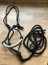 Black White Rope Halter With Inbuilt 10’ Lead Rein